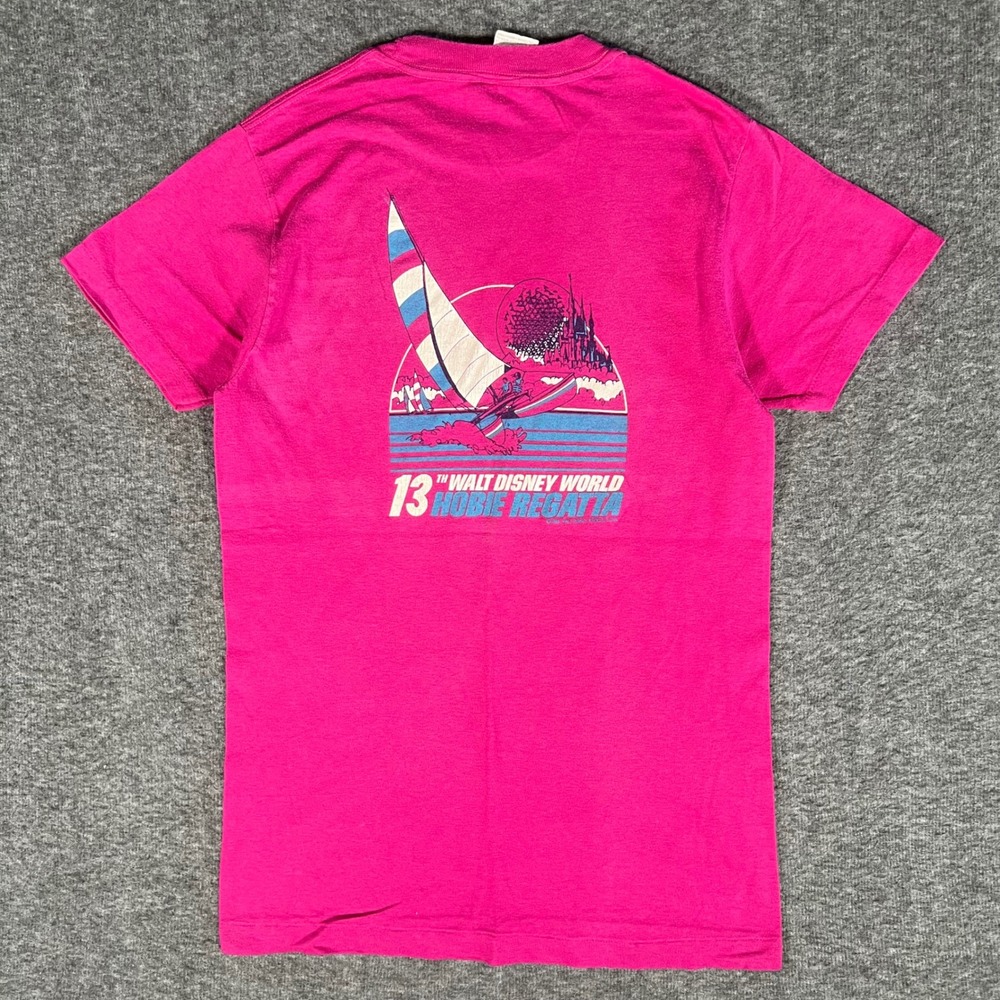 Vintage 80s Walt Disney World Hobie Regatta T-Shirt Pink Epcot 1985 Medium USA